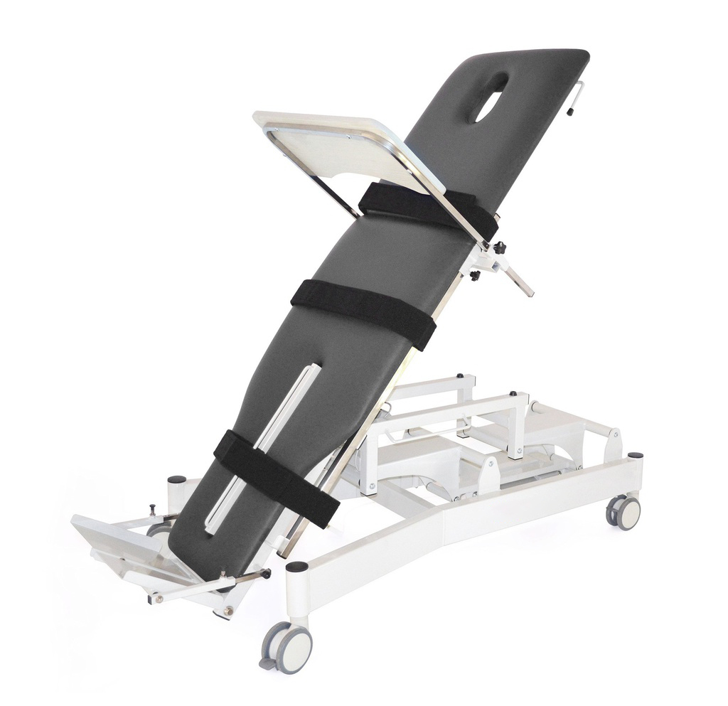 Table de Verticalisation Elite Médicale, chassis blanc couleur Dark grey